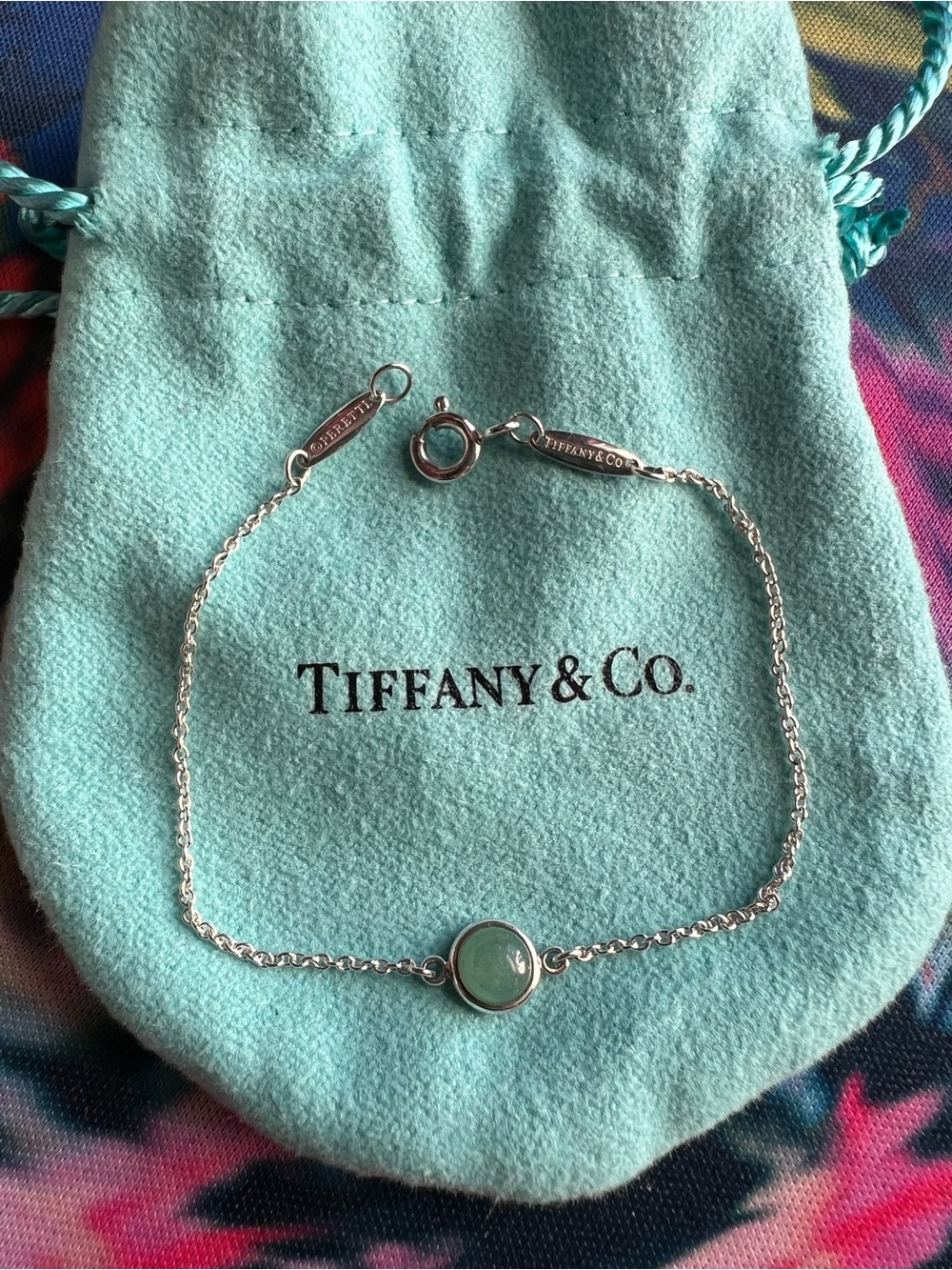 Tiffany & Co. 925 Silver Peretti Color by the Yard Adventurine Bracelet